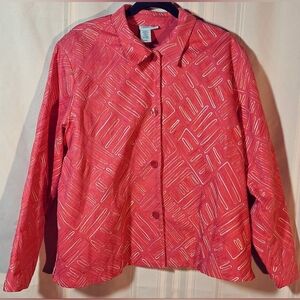 COLDWATER CREEK Coral Blazer with Embroidered Design